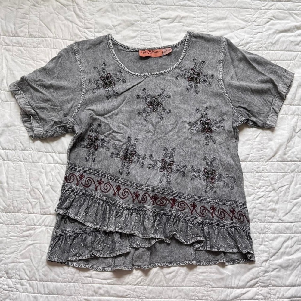 Agan Traders fairy embroidered asymmetrical blouse size XL whimsigoth witchy